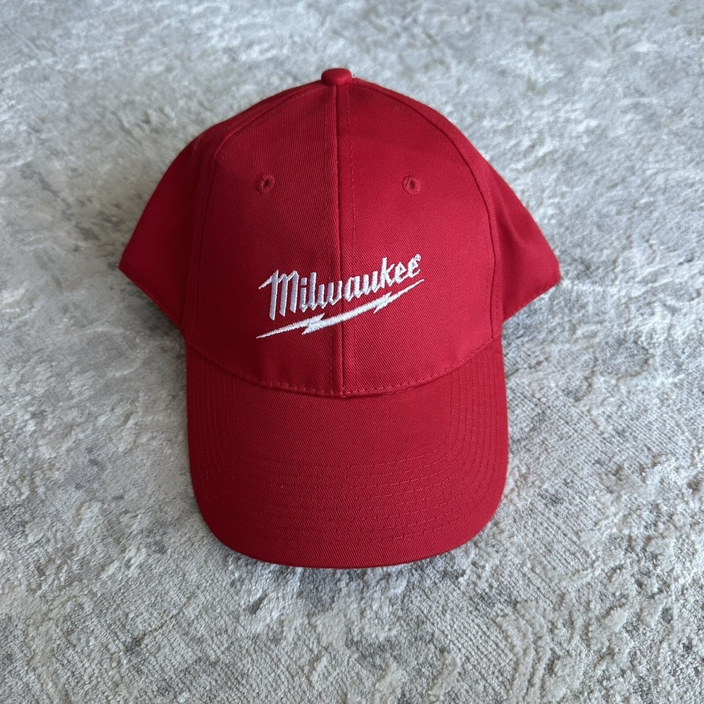 Milwaukee Power Tools Embroidered Logo Adjustable Baseball Hat Cap Red New‎